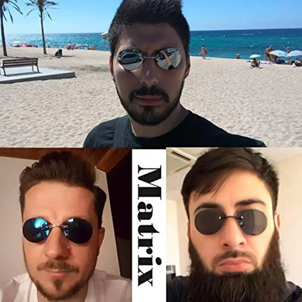 UV400 Frameless Pince-Nez Sunglasses | Round Rimless Vintage Vintage Sunglasses QXL