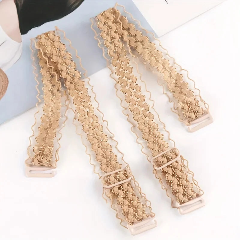 Lace Invisible Non-Slip Bra Straps & Chest Cover | One Size Bra Strap Accessories QXL XXXS Complexion