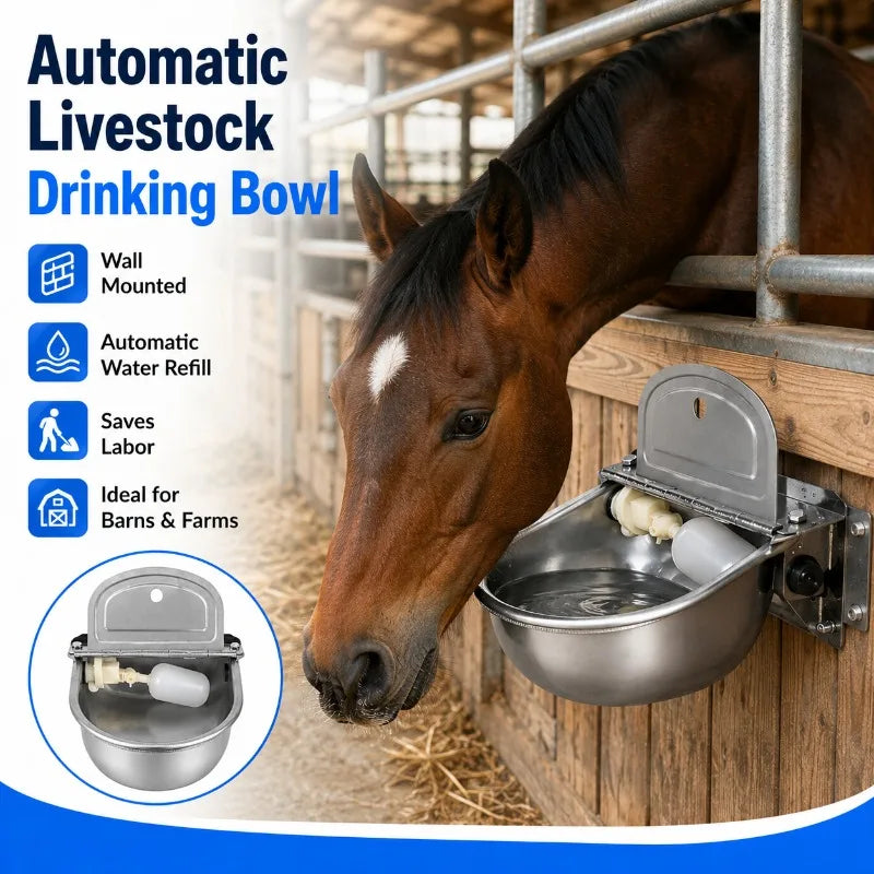 304 Stainless Steel Automatic Livestock Waterer | Float Valve Bowl Livestock Waterer Bowl QXL