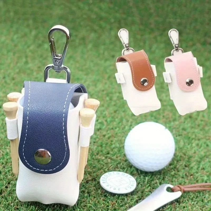 Portable Mini Golf Ball Bag – PU Leather Protective Holder Golf Ball Bag QXL