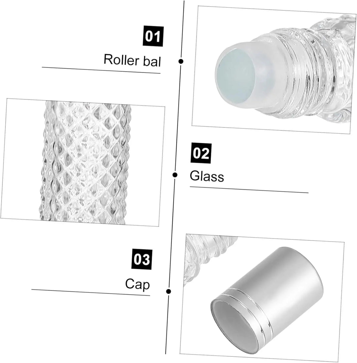 5-Pack 10ml Glass Roller Bottles for Essential Oils | Refillable Essential Oil Roller Bottles QXL