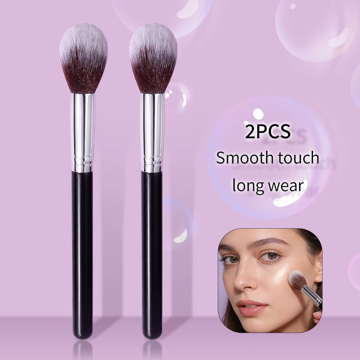 KOSSHOW 2-Pack Blush, Powder & Highlighter Makeup Brush Set Makeup Brush Set QXL
