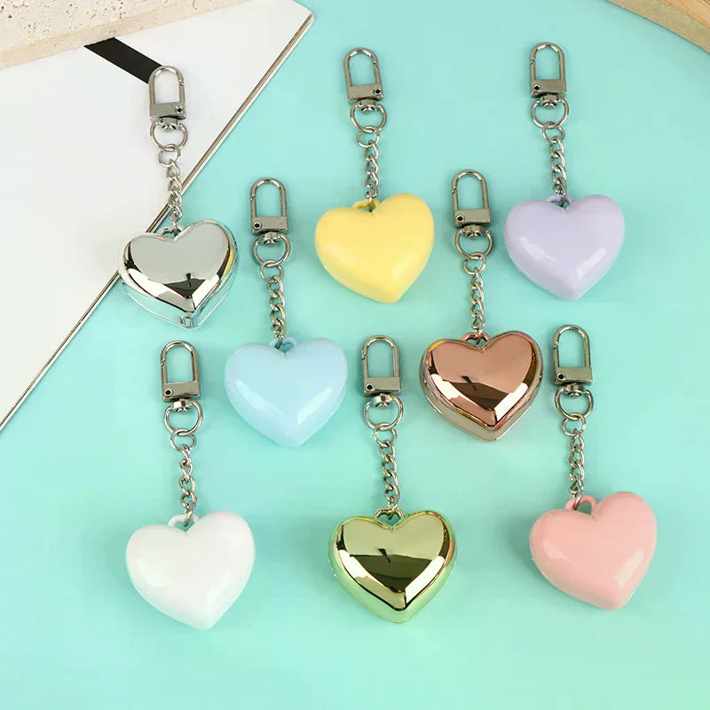Heart-Shape Empty Compact Case with Keychain & Mirror | YOVIP Empty Compact Case QXL