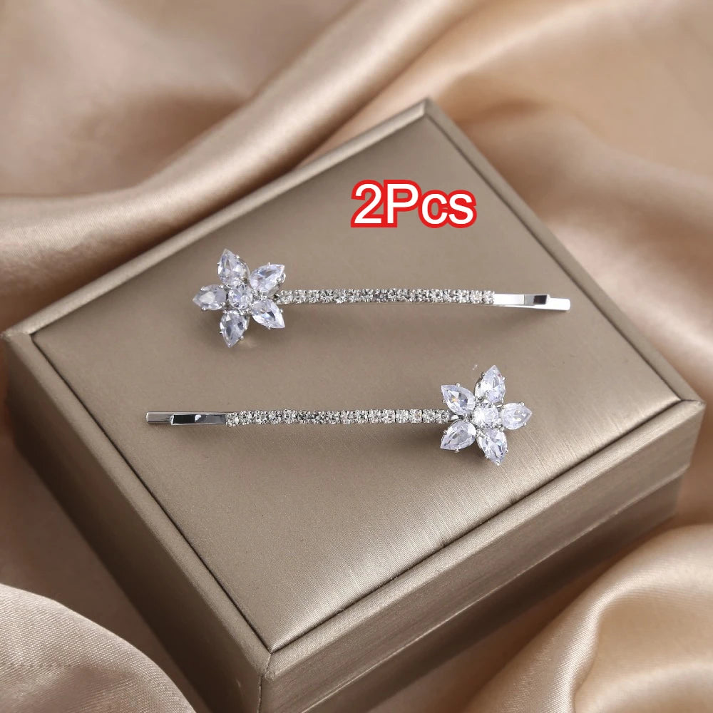 Floral Rhinestone Metal Hair Clips for Women – 2-Pack Rhinestone Hair Clips QXL