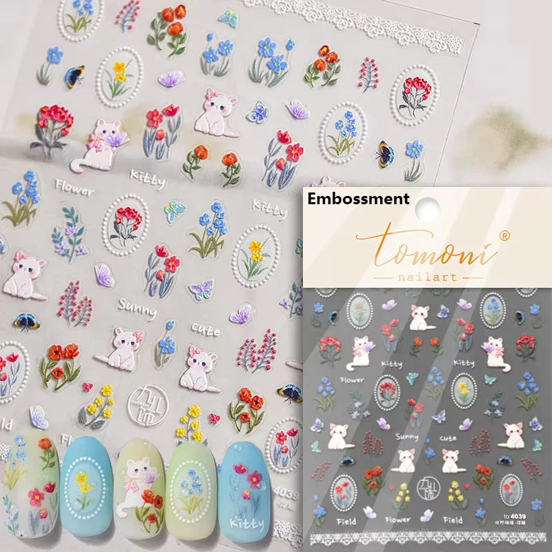 5D Kawaii Nail Stickers – Cartoon Mushroom & Rabbit Decals Nail Art Stickers QXL TO4039