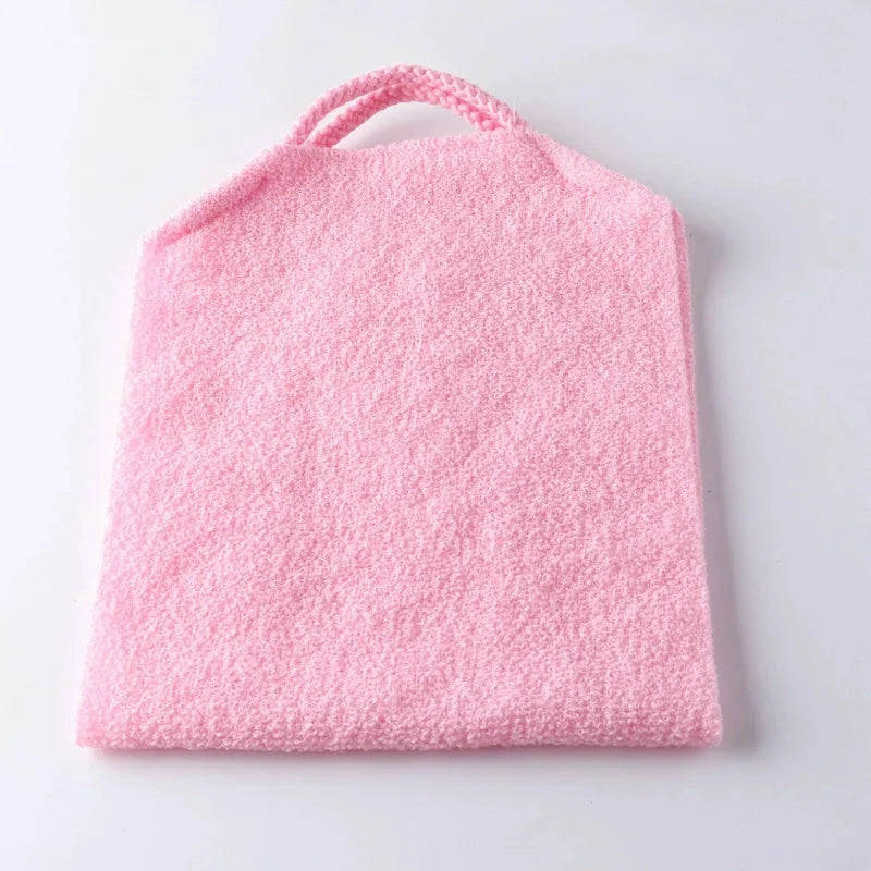 Korean Exfoliating Back Scrubber Towel | Long Stretch Handle Exfoliating Back Scrubber QXL Pink