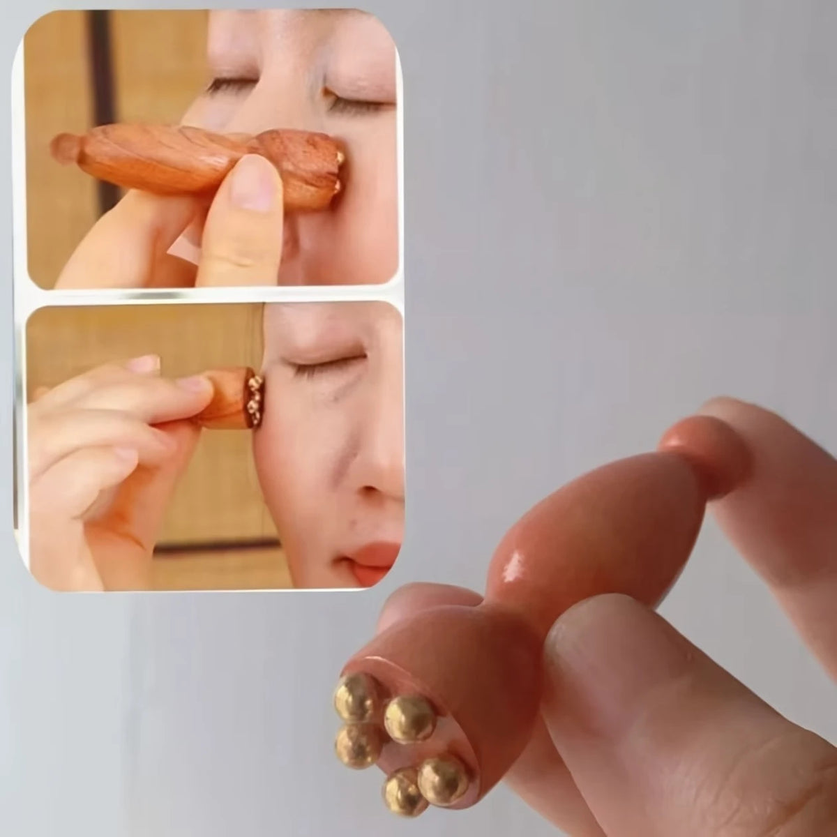 Brass Lotus & Beech Wood Facial Massager Acupressure Set Facial Massager Set QXL