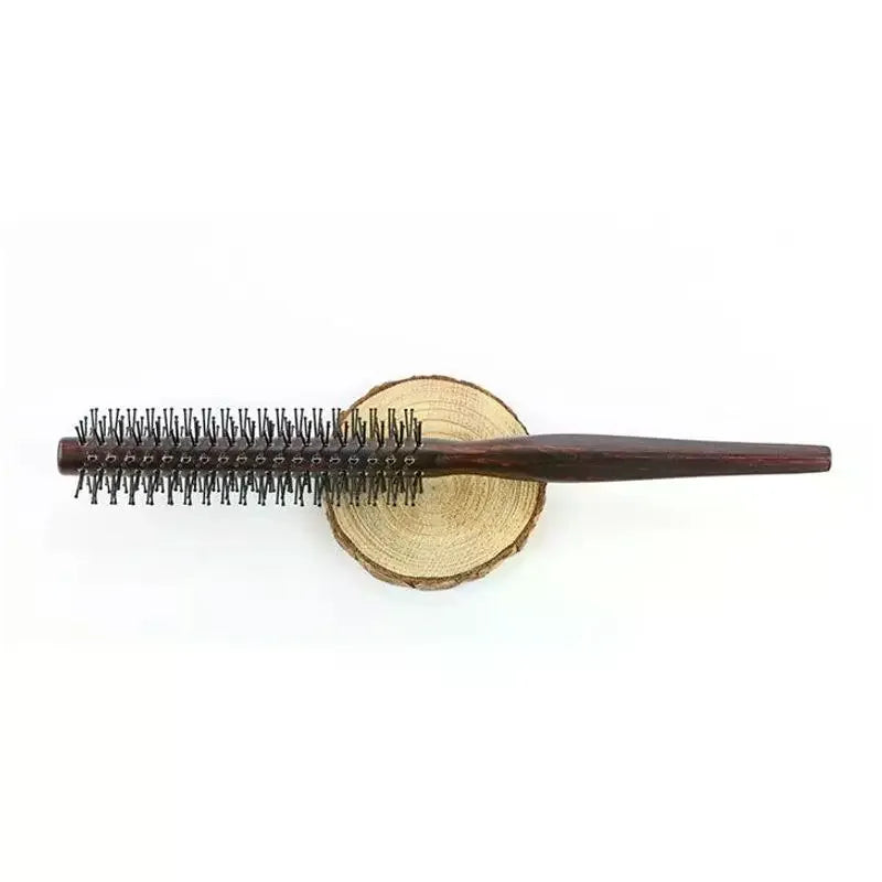 Mini Round Nylon Hair Brush | Wooden Handle Styling Comb Round Hair Brush QXL