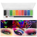10-Color Neon UV Glow Face Paint & Eyeshadow Palette UV Glow Face Paint QXL Fluorescence