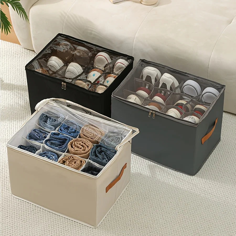 Foldable Dustproof Shoe Storage Box with Lid | Oxford Organizer Shoe Storage Organizer QXL