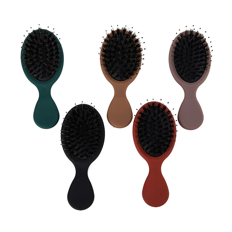 Mini Oval Boar Bristle & Nylon Hair Brush | Anti-Static Boar Bristle Hair Brush QXL