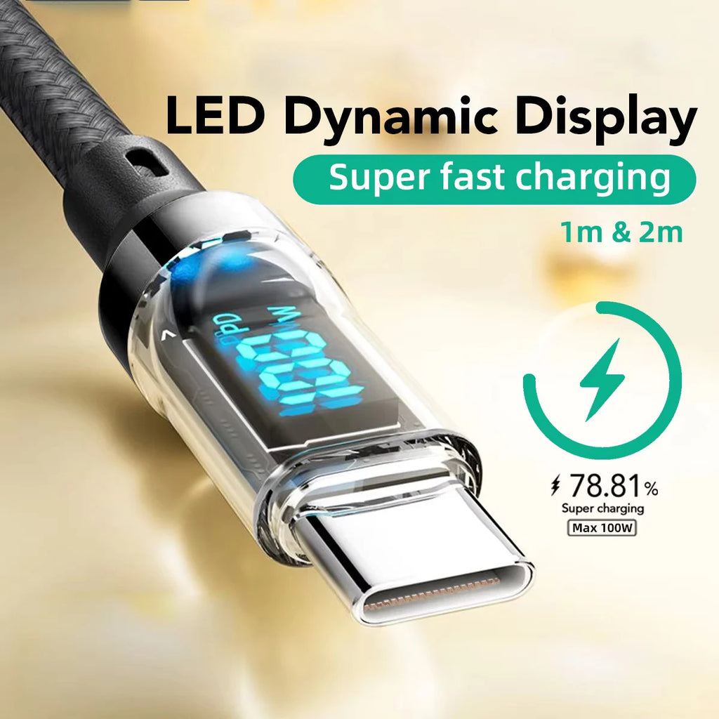 120W LCD Fast Charging USB-C Cable – USB-A & USB-C USB Fast Charging Cable QXL