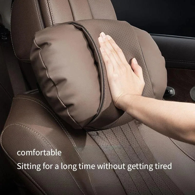 Nappa Leather Car Headrest Neck & Lumbar Pillow Set Car Seat Pillow Set QXL