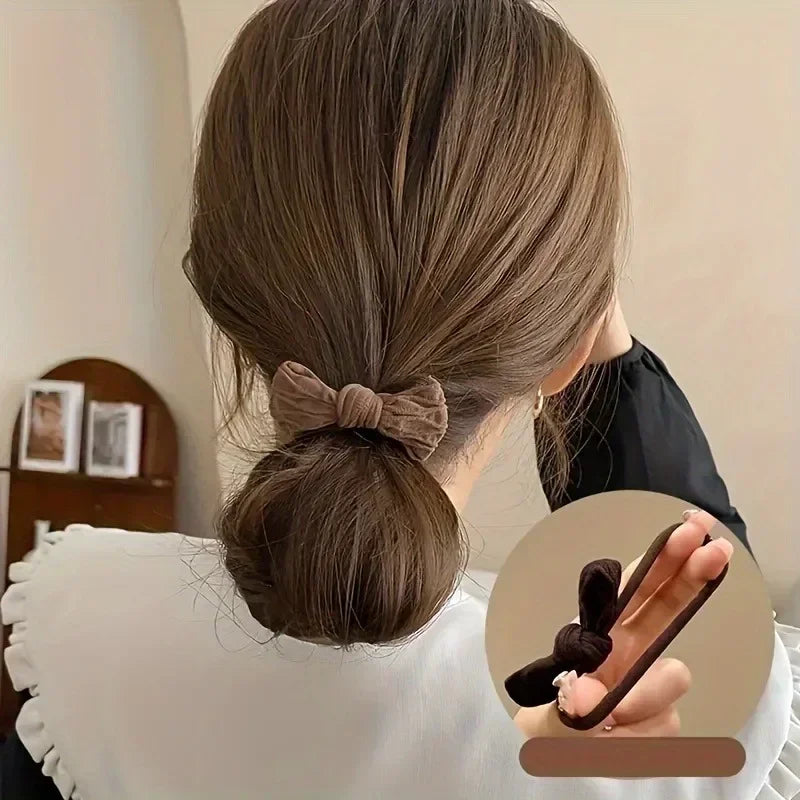 4-Pack Korean High-Elastic Polyester Hair Ties | Ponytail Bands Elastic Hair Ties QXL