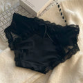 French Lace Hollow Women's Briefs | Soft Cotton Crotch Panties Women's Lace Briefs QXL Black. LCode(100-120Jin)
