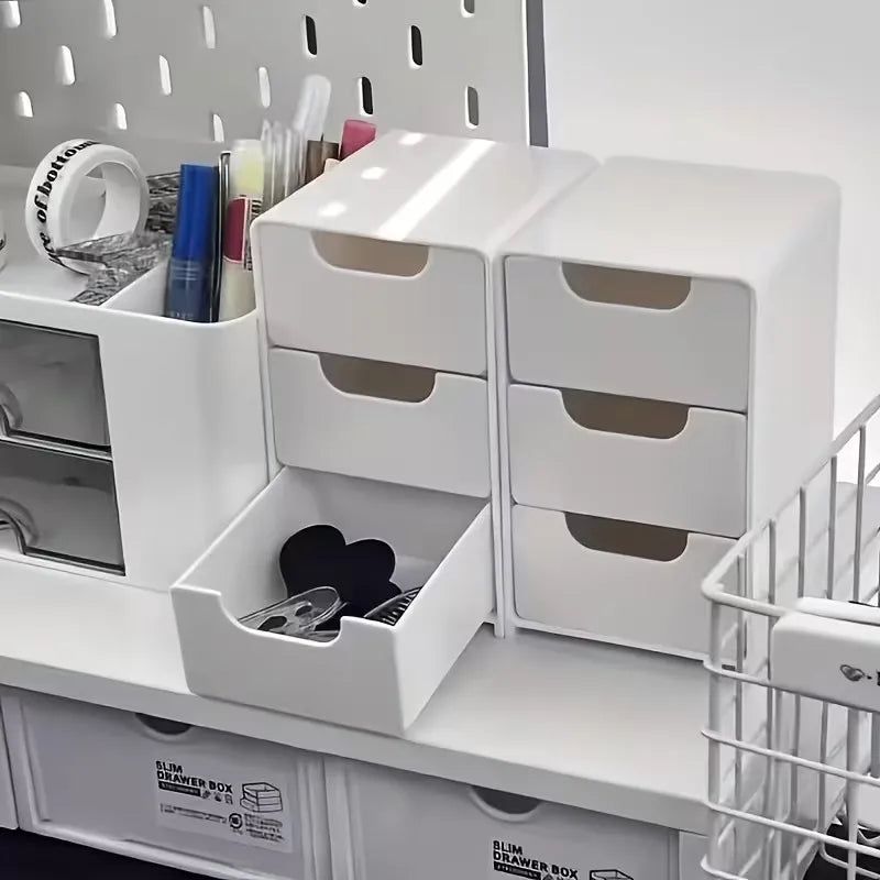 3-Compartment Stackable Drawer Storage Box | Desk Organizer Drawer Storage Box QXL