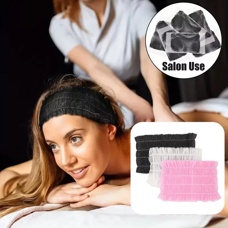Disposable Spa Headbands | Soft Non-Woven Hair Bands 20/50/100pk Disposable Spa Headbands QXL