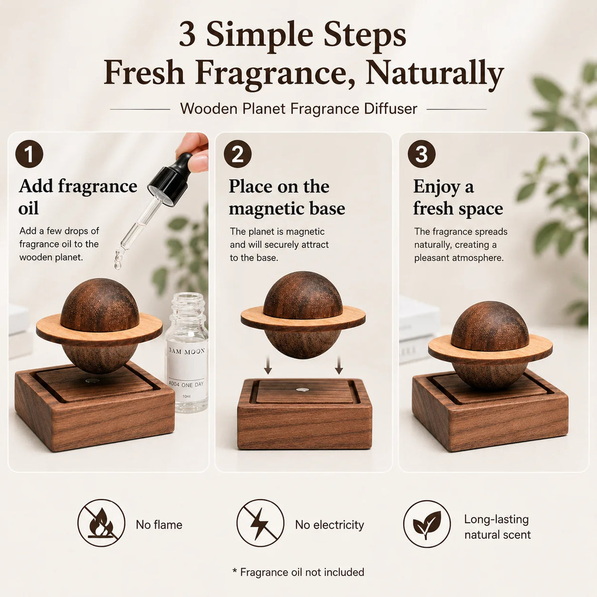 Jupiter Wood Scent Diffuser | Magnetic Floating Planet Ornament Wood Scent Diffuser QXL