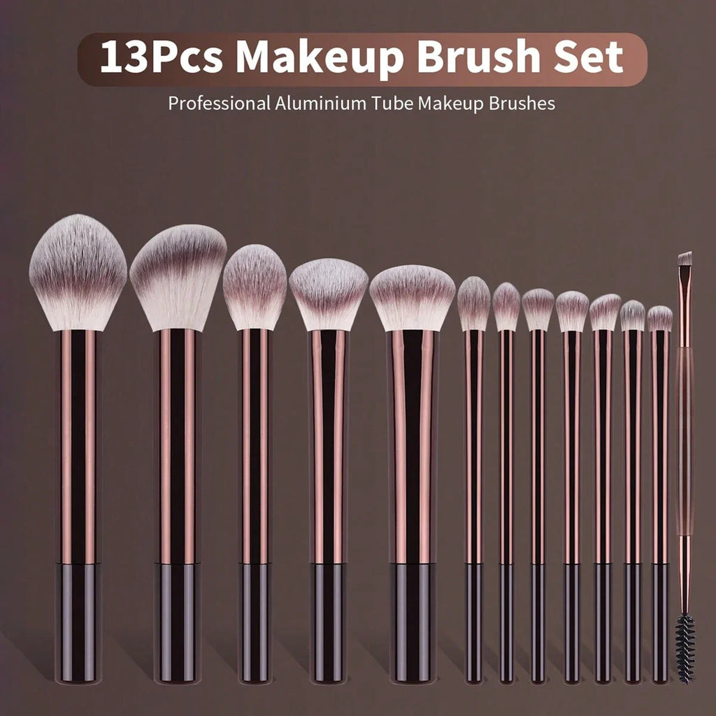 13-Piece Makeup Brush Set | Foundation, Blush & Kabuki Makeup Brush Set QXL