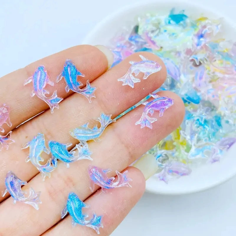 20-Pc 3D Kawaii Fish Resin Nail Charms | Cartoon Rhinestones Nail Art Charms QXL