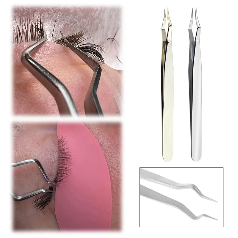 Lash Extension Tweezers | Curved & Straight Stainless Steel Lash Extension Tweezers QXL