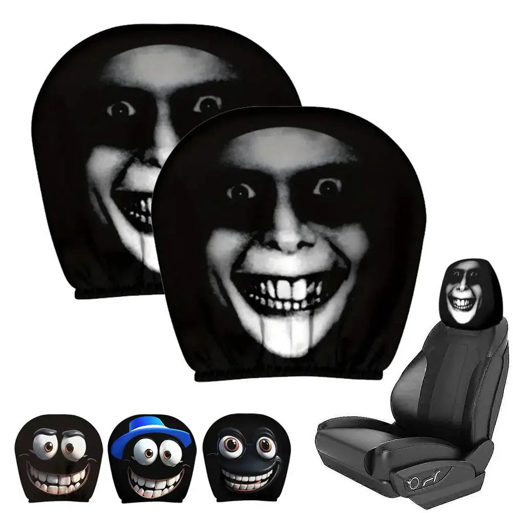 Horror Face Car Headrest Covers | 4-Pack Polyester Cushion Set Car Headrest Cover QXL