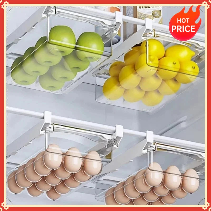 Transparent Fridge Under-Shelf Drawer Organizer Box Fridge Drawer Organizer QXL