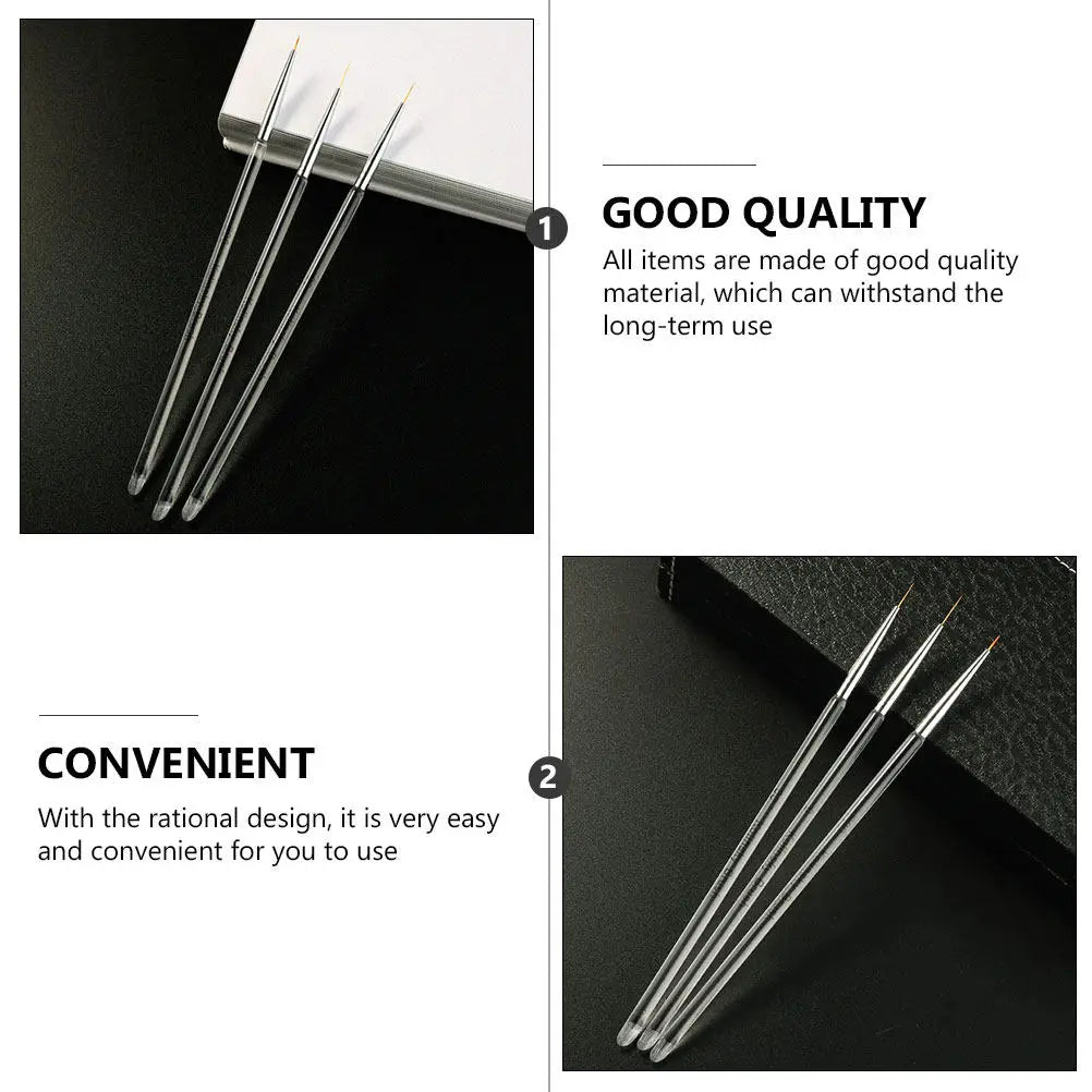 3-Pack Double-End Nail Art Drawing Pens | Acrylic Liner Set Nail Art Pen Set QXL