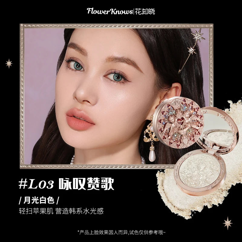 Flower Knows Little Angel Highlighter Palette | 8g Glow Powder Highlighter Palette QXL L03 Highlighter