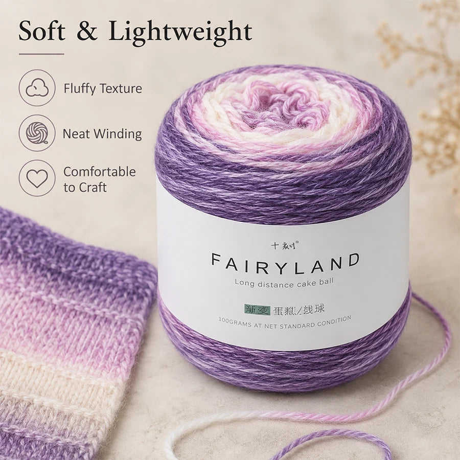 Soft Gradient Cake Yarn | Multicolor Crochet Knitting Yarn Gradient Cake Yarn QXL