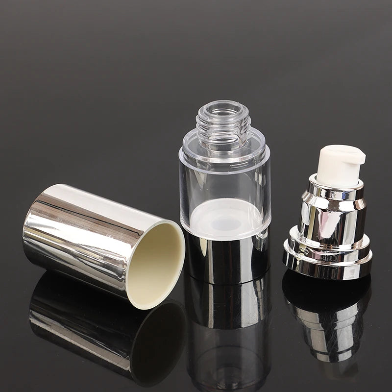 UV Silver Airless Pump Bottles 15/30/50ml | Vacuum Lotion Airless Pump Bottle QXL