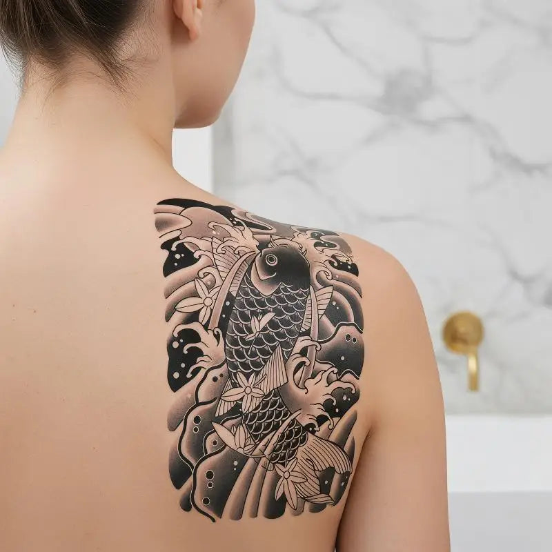 3D Koi Fish Temporary Tattoo Stickers | Waterproof Body Art Temporary Tattoo Sticker QXL