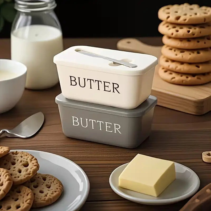 Butter Dish with Lid & Stainless Steel Spreader | Food Storage Butter Dish QXL