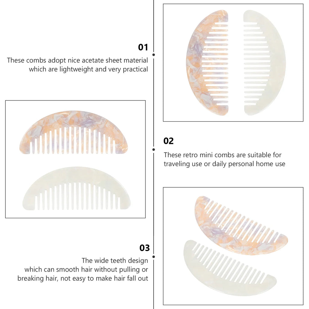 2-Pack Wide Tooth Acetate Hair Combs | Anti-Static Travel Wide Tooth Hair Comb QXL