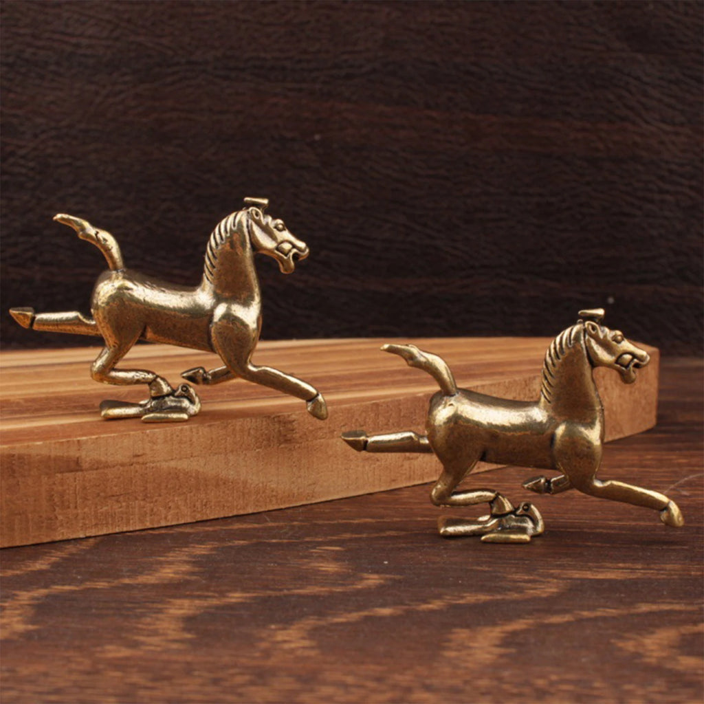 Brass Horse Figurine | Feng Shui Chinese Zodiac Lucky Statue Decorative Figurine QXL