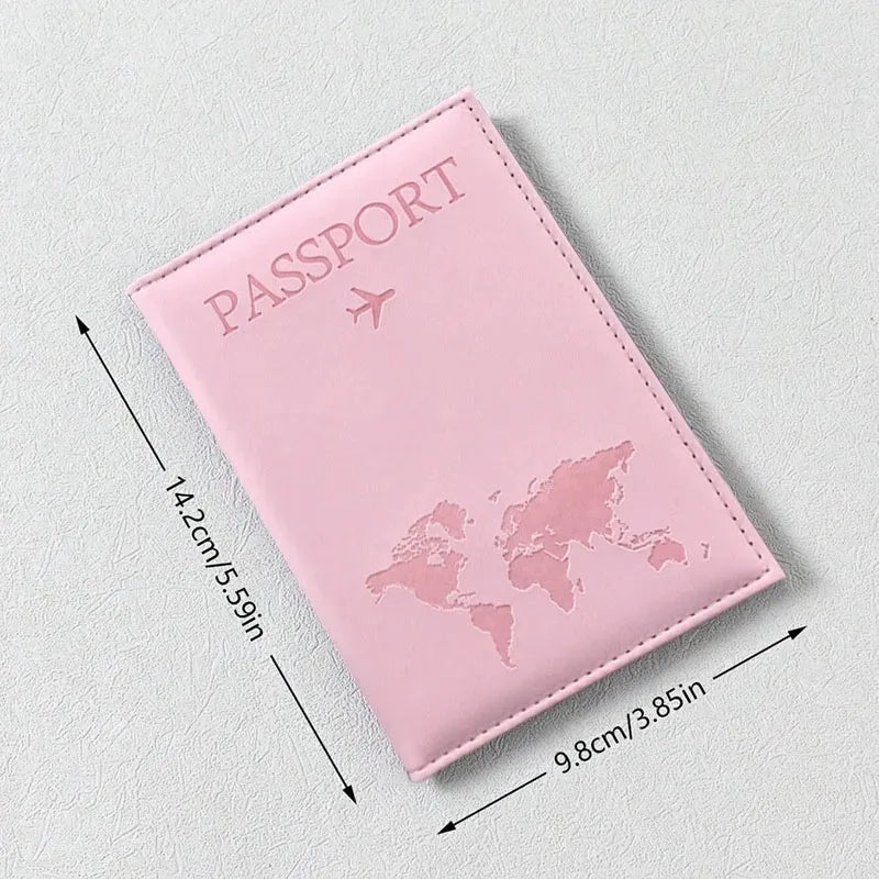 PU Leather Passport Cover | World Map Travel Organizer Case Passport Cover QXL
