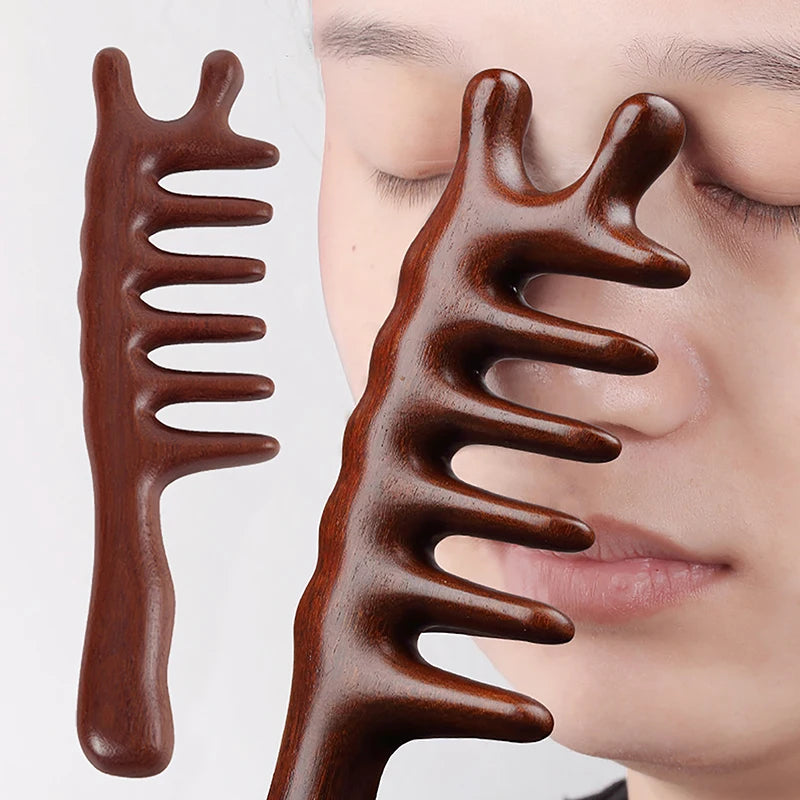 Wooden Wide-Tooth Massage Comb | Scalp & Hair Care Tool Wooden Massage Comb QXL