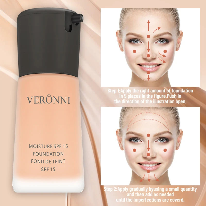 6-Shade Long-Wearing Liquid Foundation | Portable Face Base Liquid Foundation QXL