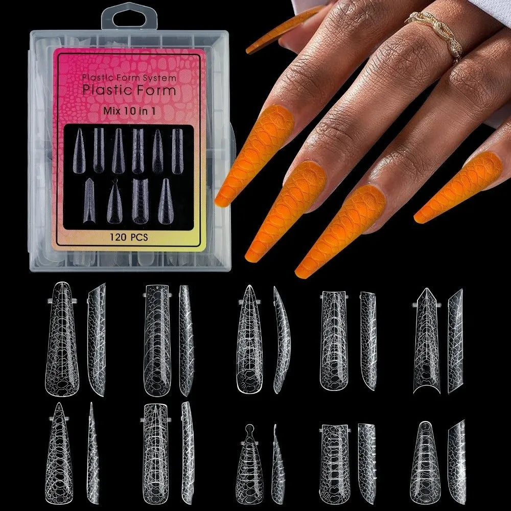 120-Pc Snake Pattern Nail Extension Forms | Clear Gel Molds Nail Extension Forms QXL