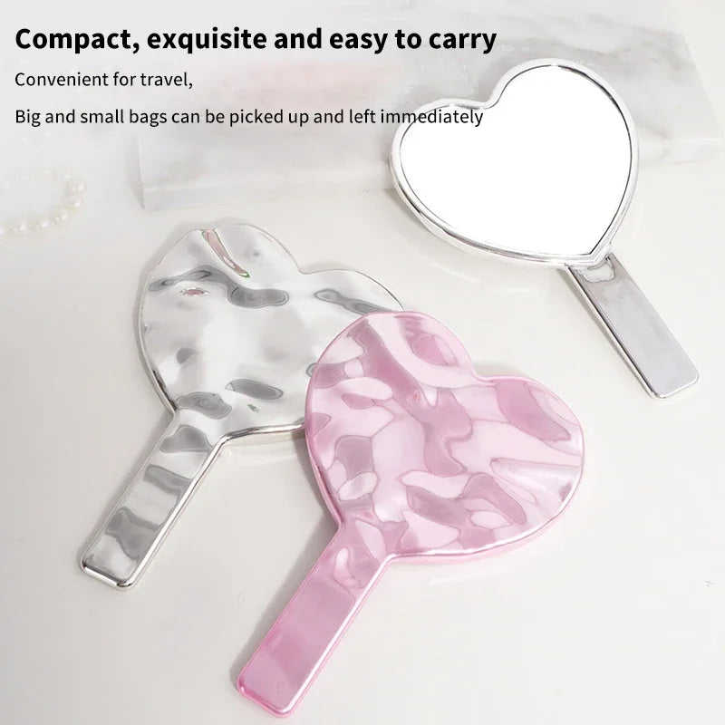 Heart-Shaped Handheld Makeup Mirror | Compact Vanity Mirror Handheld Makeup Mirror QXL