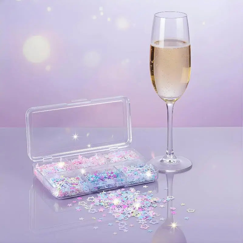 3D Star & Moon Holographic Nail Glitter Sequins | DIY Manicure Nail Glitter Sequins QXL