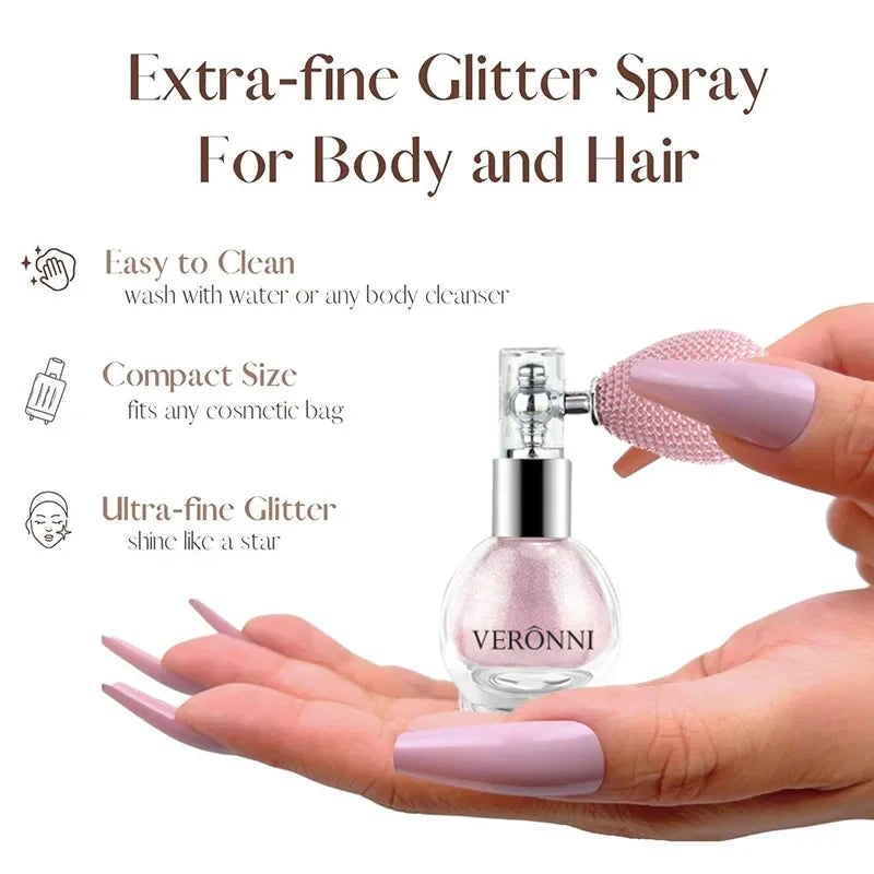 VERONNI Body Shimmer Spray Powder | Glitter Highlight Makeup Body Shimmer Spray QXL
