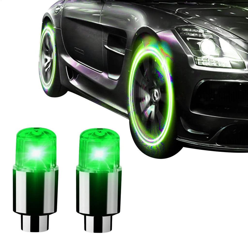 2-Pack LED Tire Valve Caps | Glowing Wheel Lights for Cars & Bikes LED Valve Cap Lights QXL