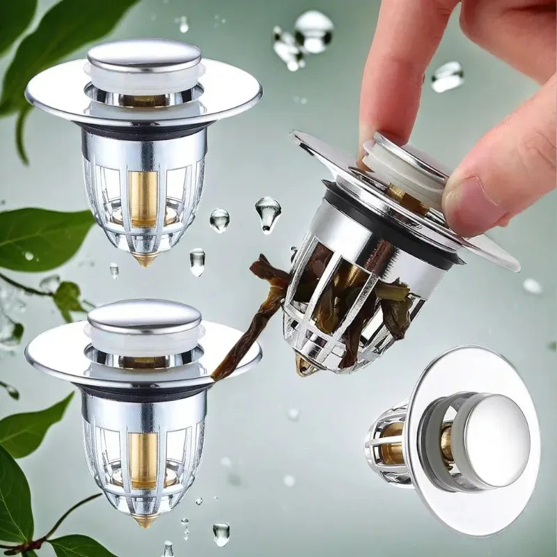 Stainless Steel Pop-Up Drain Stopper | Anti-Odor Sink Filter Drain Stopper QXL