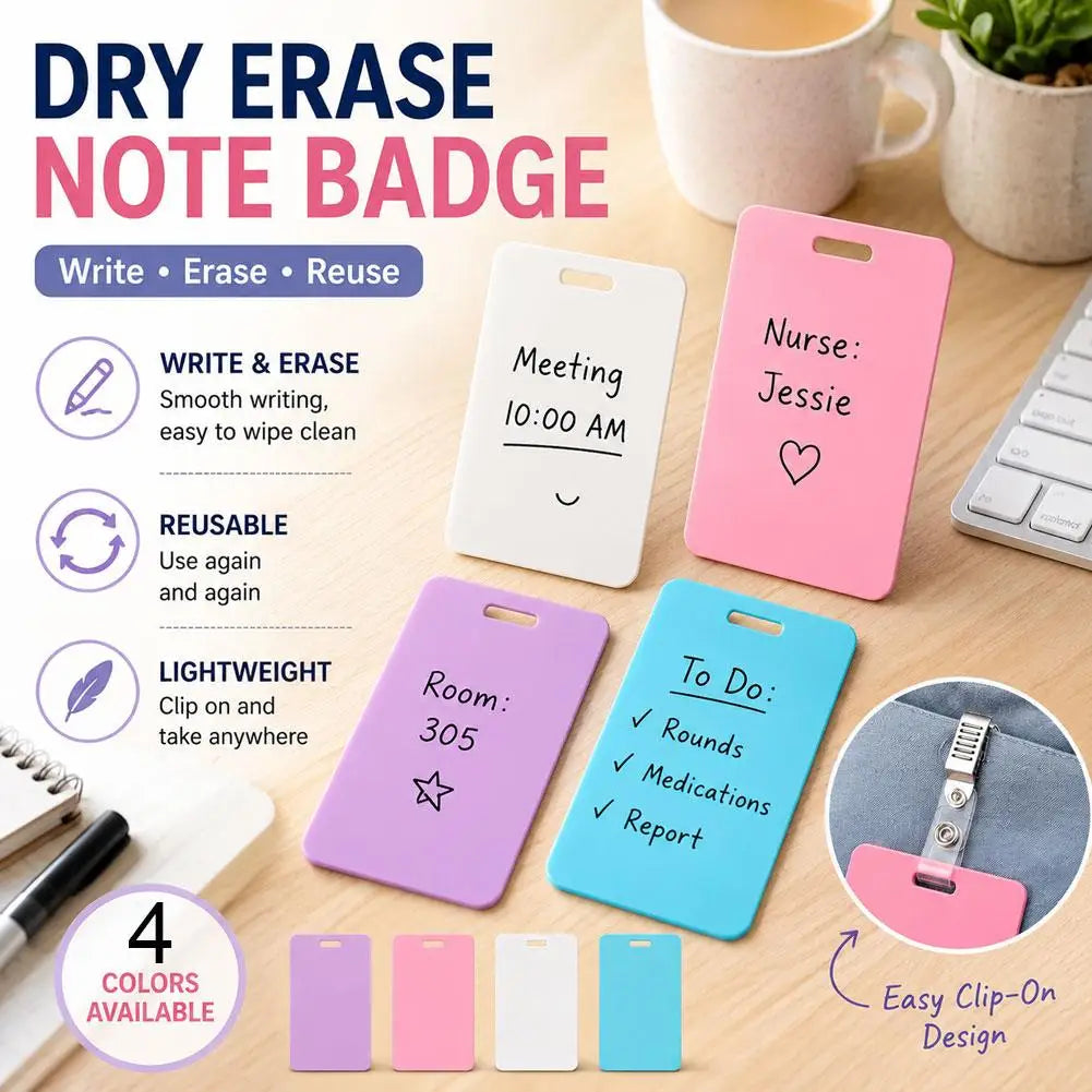 Reusable Wipe-Clean Plastic Badge Card & Label 8.5×5.4cm Reusable Badge Card QXL