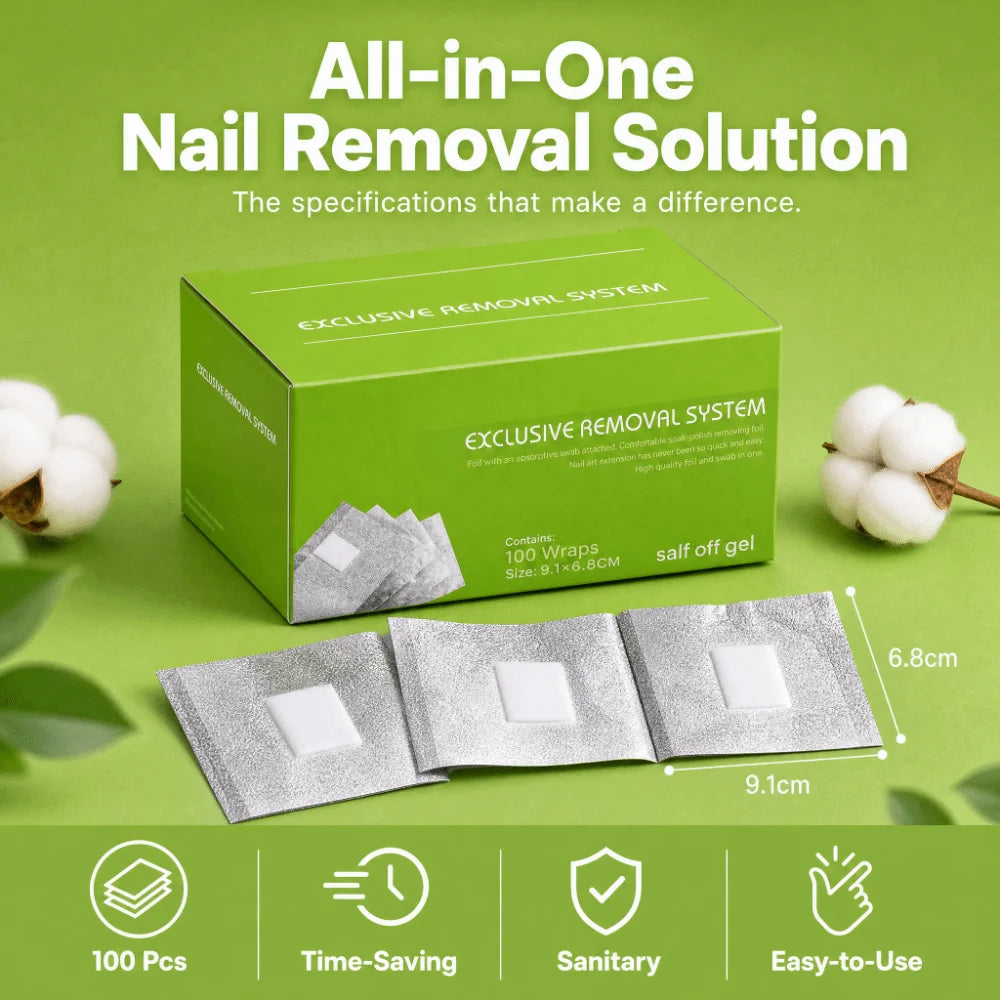100-Pack Foil Nail Remover Wraps | Gel Polish Soak Off Cotton Nail Remover Wraps QXL