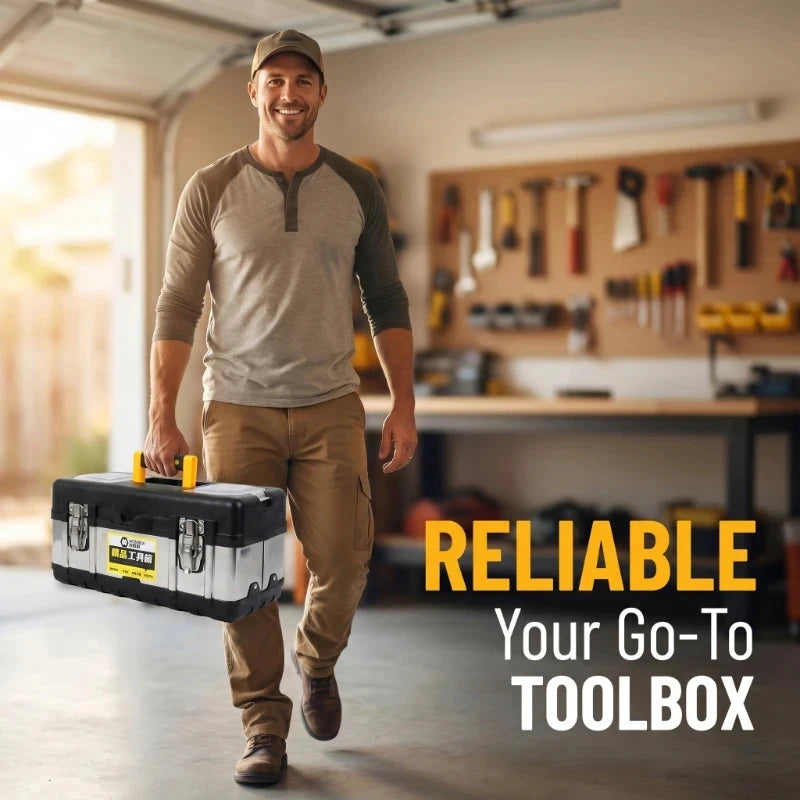 17-Inch Industrial Metal Toolbox | Portable Tool Organizer Case Metal Toolbox Case QXL