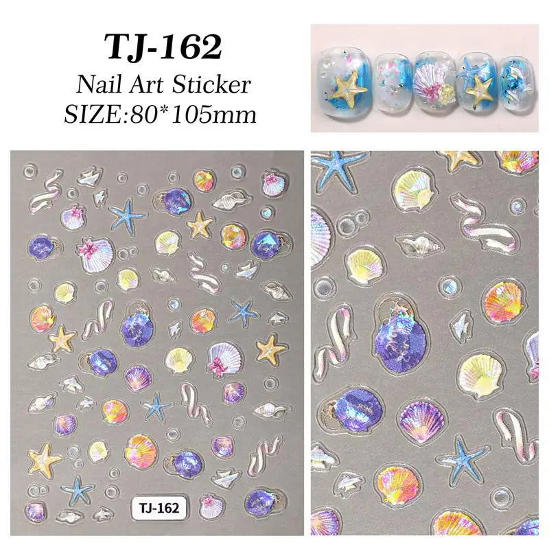 Ocean Nail Art Stickers – Starfish Jellyfish Seashell Decals Nail Art Stickers QXL I