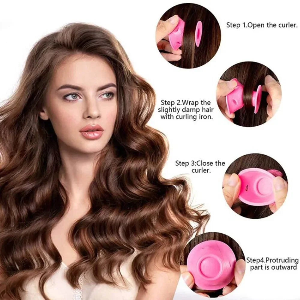 10-Pack Heatless Hair Curlers | Soft Silicone Wave Rollers Heatless Hair Curlers QXL