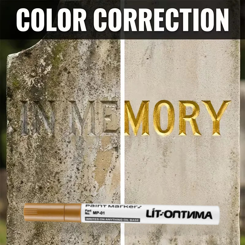 2-Pack Gold Stone Marker | Oil-Based Fine Tip for Granite & Marble Stone Marker Pen QXL